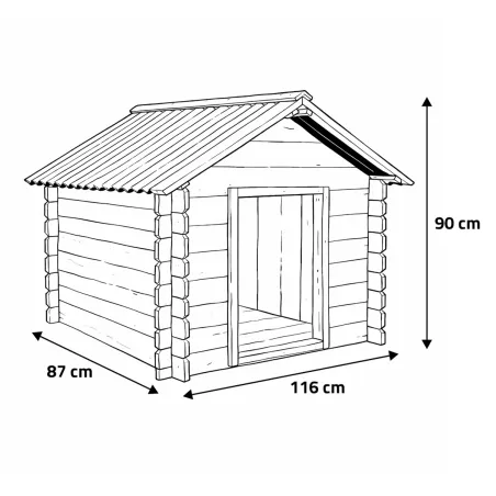 Niche chien en bois toit type chalet madrier toit PVC taille M : 86 x 76 x 70 cm