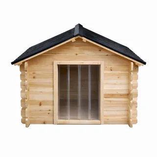 Niche chien en bois toit type chalet madrier toit PVC taille L 116 x 87 x 90 cm 