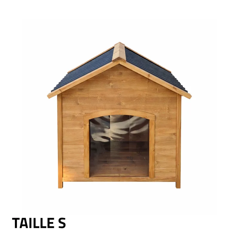 Niche chien en bois toit type chalet taille S 71 x 77 x 76 cm