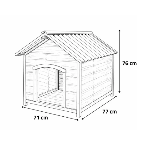 Niche chien en bois toit type chalet taille S 71 x 77 x 76 cm