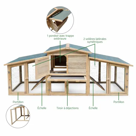 Poulailler Villa Cocotte en Pin Traité - Jusqu'à 4 Poules