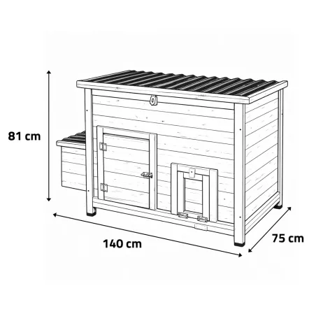 Poulailler Hefa+ en pin traité avec toit plastique - 6 poules