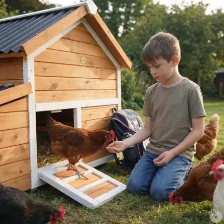 Poulailler bois 3 poules Confort toit plastique 112 x 77 x 92 cm