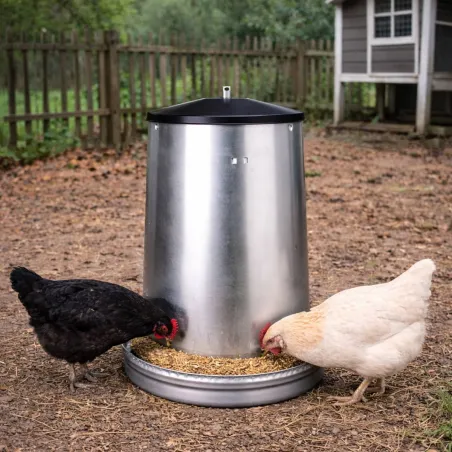 Mangeoire volaille à trémie métal galvanisé 18 kg