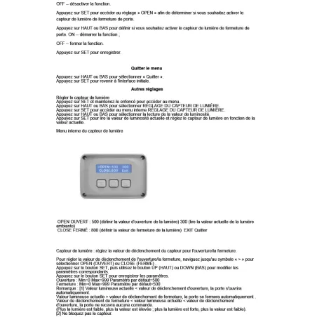 Portier automatique capteur de lumière programmable