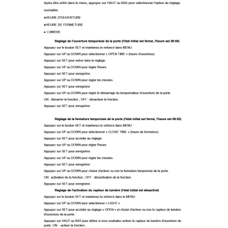Portier automatique capteur de lumière programmable