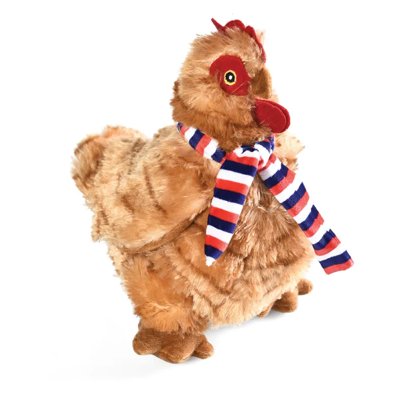 Jouet pour chien en forme de poule avec écharpe - Gris ou Marron