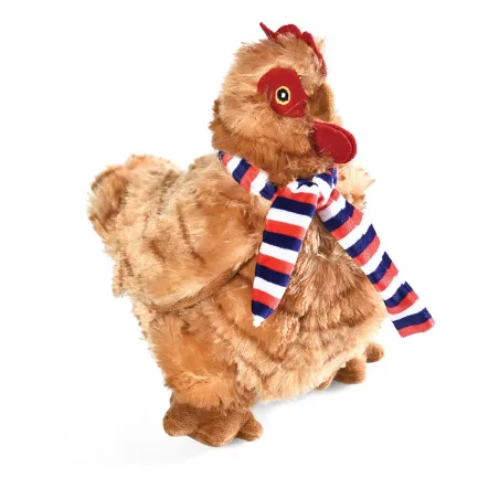 Jouet pour chien en forme de poule avec écharpe - Gris ou Marron