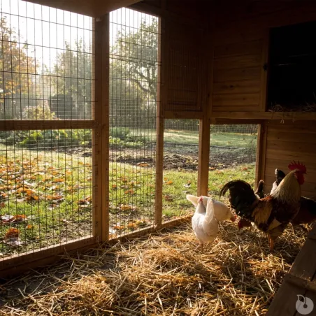 Poulailler Bois 2 étages 10-15 poules 222X115 X200 cm sol PVC