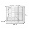 Poulailler Bois 2 étages 10-15 poules 222X115 X200 cm sol PVC