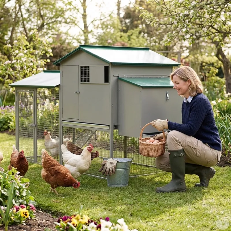 Grand poulailler métal galvanisé 3/4 poules 200X80X120 cm