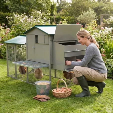 Grand poulailler métal galvanisé 3/4 poules 200X80X120 cm