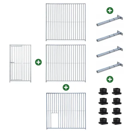 Kit chenil barreaux carré 1,50 x 1,50 m avec ouverture