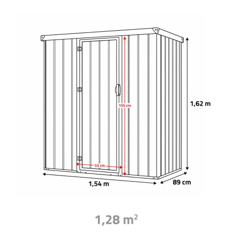 Abri de jardin métal compact 1,40 m² porte battante acier