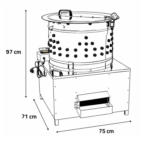 Plumeuse professionnelle Cylindra inox 144 doigts 0,75kW River Systems