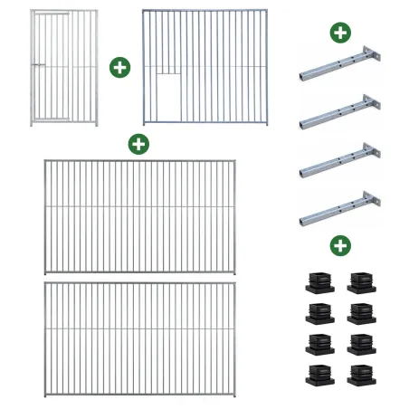 Kit chenil barreaux rectangulaire 1,50 x 2 m avec ouverture 1,50 m