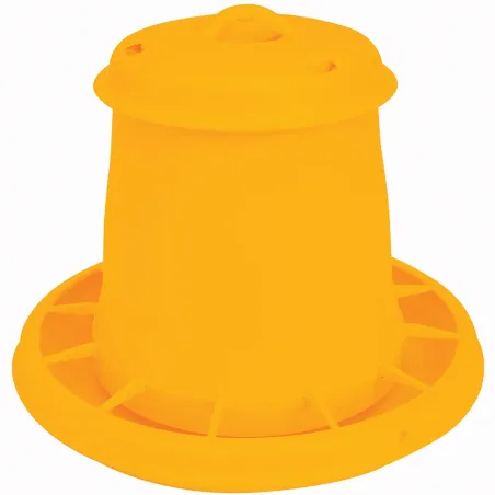 Mangeoire à trémie cylindrique plastique avec poignée - 3,5 kg - Jaune