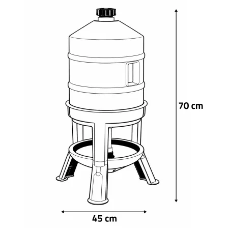 Abreuvoir fût plastique 30L avec poignée et pieds - Rouge et blanc - NOVITAL