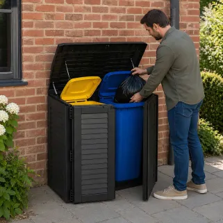 Coffre de jardin avec 2 portes verrouillable 117 x 74 x 110 cm