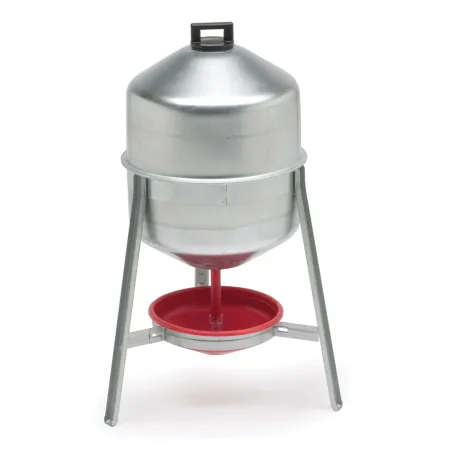 Abreuvoir métal galvanisé 30 L + Mangeoire à trémie anti nuisibles Feedomatic 12kg