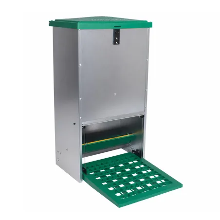 Abreuvoir métal galvanisé 30 L + Mangeoire à trémie anti nuisibles Feedomatic 12kg