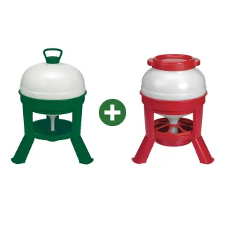 1 Abreuvoir 20 L + 1 Mangeoire 15 kg - sur pieds