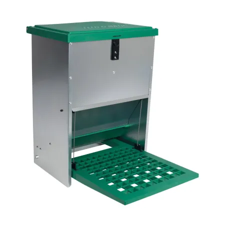 Abreuvoir métal galvanisé 30 L + Mangeoire à trémie anti nuisibles Feedomatic 20kg