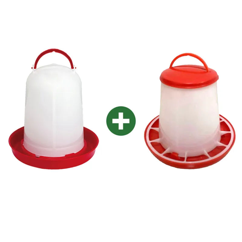 Abreuvoir 5L + Mangeoire 6kg - avec poignée