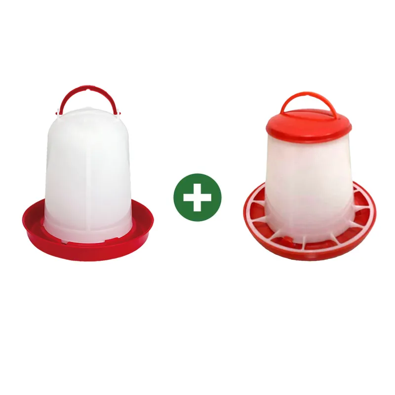 Abreuvoir 3L + Mangeoire 3kg - avec poignée