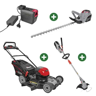 Lot de 3 outils de jardin Taille-haie + Coupe-bordure + Tondeuse à gazon