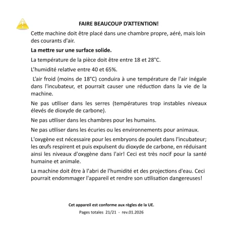 Couveuse Automatique DUC 70 Maino® - 70 Œufs - Thermostat Précis et Retournement Automatique