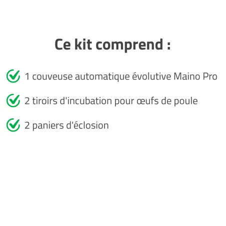 Kit couveuse évolutive 2 tiroirs poule + 2 paniers d'éclosion