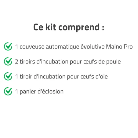 Kit couveuse évolutive 2 tiroirs poule + 1 tiroir oie + 1 panier