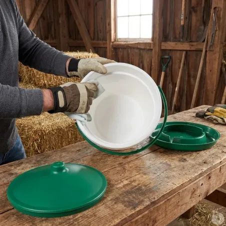 Abreuvoir seau à anse blanc et vert contenance 18 L Olba