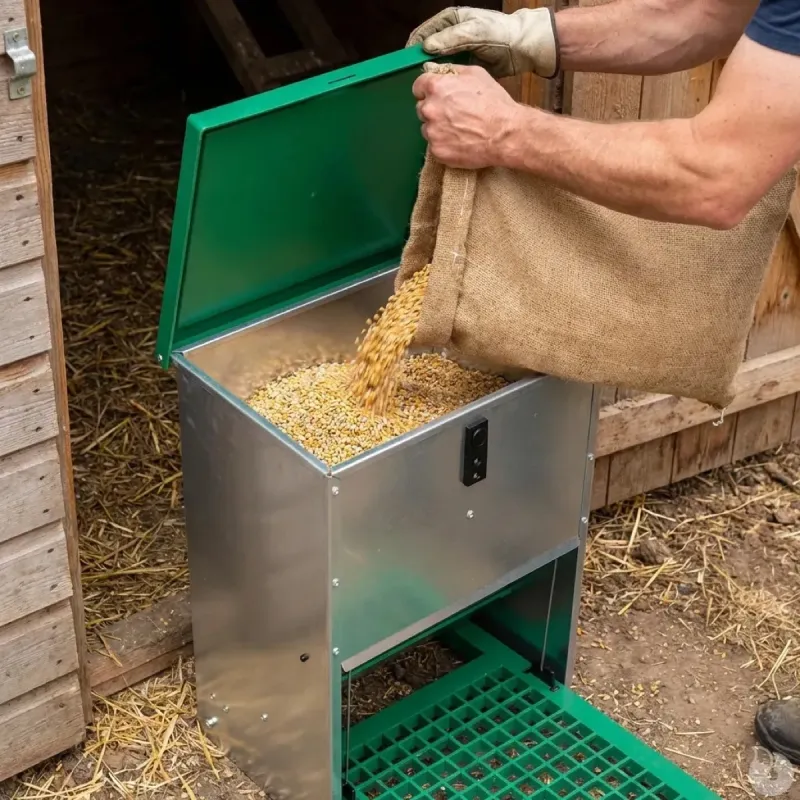 Mangeoire à trémie anti nuisibles Olba Feedomatic 20kg pour faisans