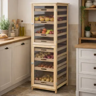 Garde-manger en bois 150 cm – Fruitier & légumier grande capacité | Ducatillon
