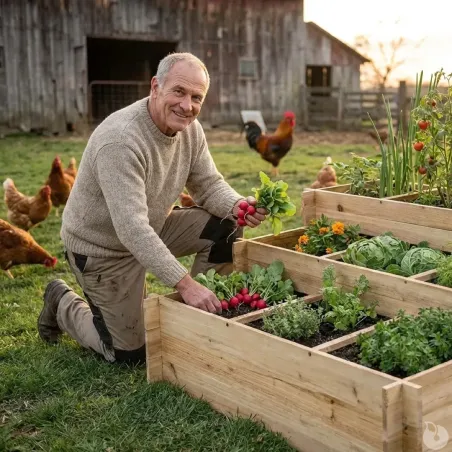 Carré potager Bois 3 niveaux 120 x 100 x 54 cm