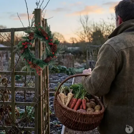 Couronne de Noël 45cm avec pommes de pin et baies rouges