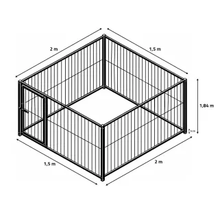 Kit chenil barreaux rectangulaire 1,50 x 2 m