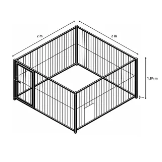 Kit chenil barreaux carré 2 x 2 m avec ouverture