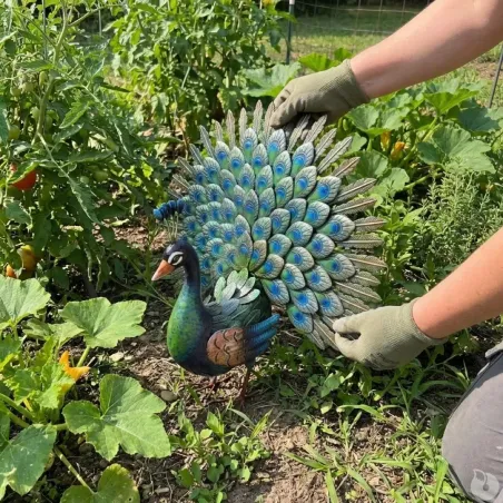 Décoration paon métal 30×65×63 cm – Jardin extérieur