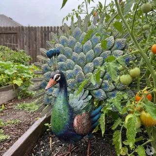 Décoration paon métal 30×65×63 cm – Jardin extérieur