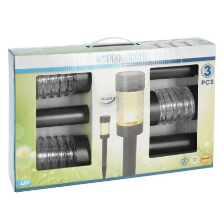 Lot de 3 lampes solaires LED blanc chaud - Noir