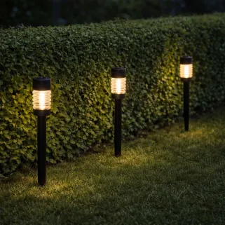 Lot de 3 lampes solaires LED blanc chaud - Noir