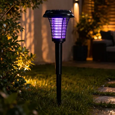 Lampe Solaire LED Anti-Moustiques - Blanc Anti-UV - Autonomie 6 à 8h