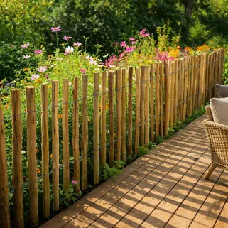 Ganivelle en Châtaignier - Longeur 5m x Hauteur 1,2m - Espacement 6-7 cm