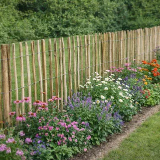 Ganivelle en Châtaignier - Longeur 10m x Hauteur 1,20m - Espacement 6-7cm