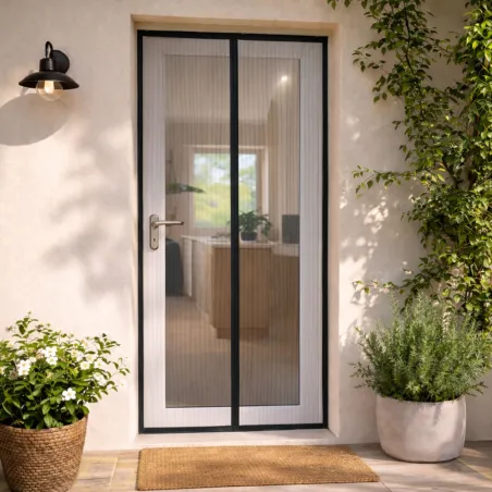 Moustiquaire de porte magnétique noire 210x50cm - 2 portes - 9 aimants