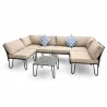 Ensemble Family - Canapé d'angle modulable 3 places + table basse en acier et polyester