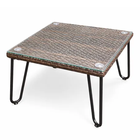 Ensemble Family - Canapé d'angle modulable 3 places + table basse en acier et polyester